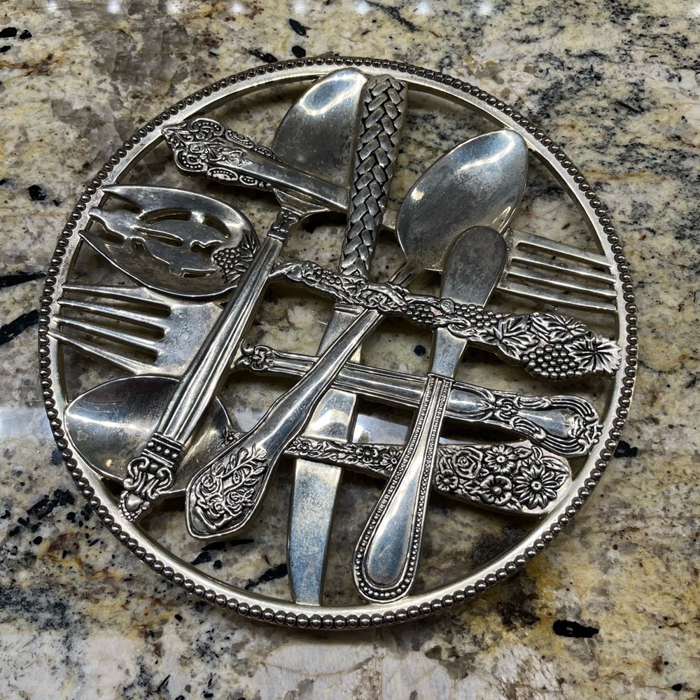 Pot Trivet or Wall Art: You Pick! Silver-plate Depicting Vintage Silverware Pcs